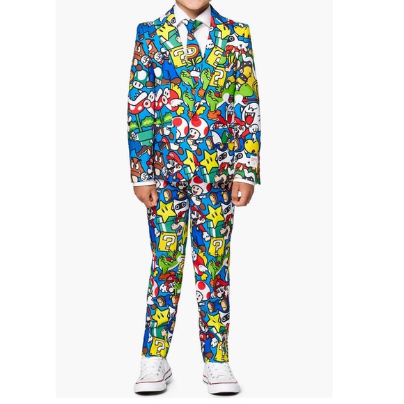 NEW OppoSuits Nintendo Super Mario Suit and Tie Boys Size 4 Year Multicolor - Picture 1 of 13